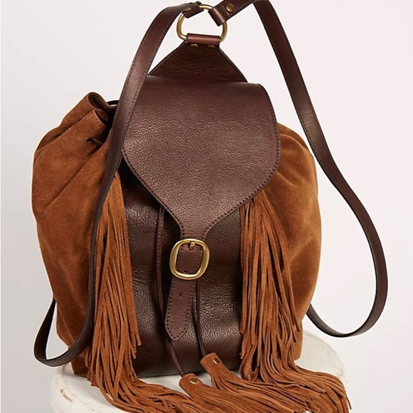 Frye Clara Suede Fringe Backpack bag. Super Rare ✨ - Picture 2 of 9